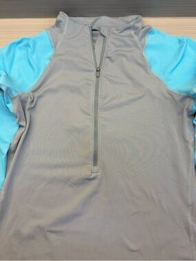 Nike Dri-Fit Athletic Half-Zip Pullover in Gray and Light Blue